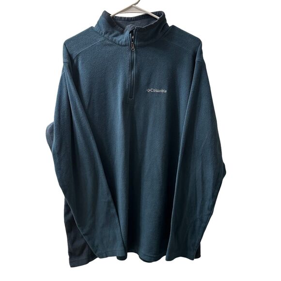 Columbia Men's Long Sleeve Fleece 1/4 zip Pullover Size Large Green Lightweight - Picture 1 of 4
